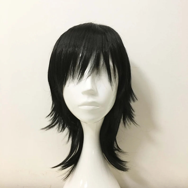 Sword Art Online Cape - Emo Wig Unisex Black Mullet Style