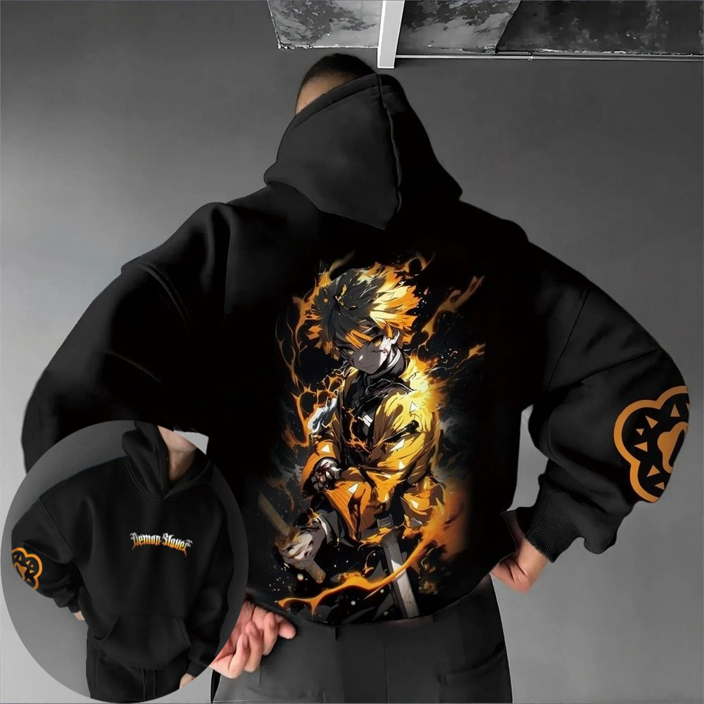 Cosplay Anime Zenitsu - Demon Slayer Men's Hoodie Sweatshirt Zenitsu