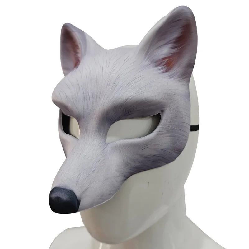 Anime Cosplay Face - Face Realistic Fox Wolf Printed Animal