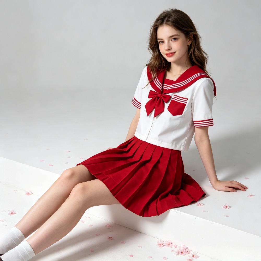 Cosplay Anime Basic - School Uniform Basic New Japanese Red
