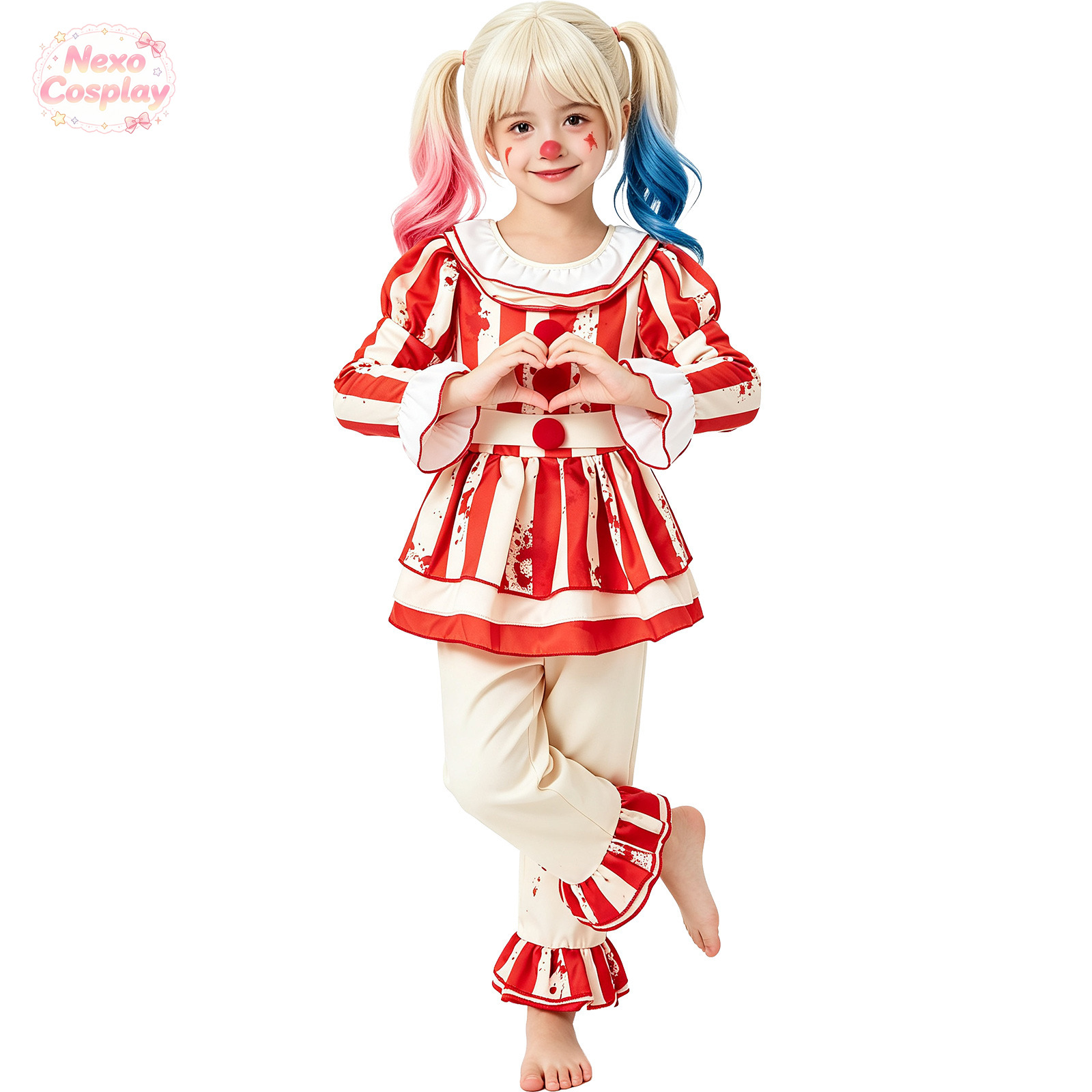 Kids Red White Striped Horror  - Anime Cosplay Kid 评论和价格