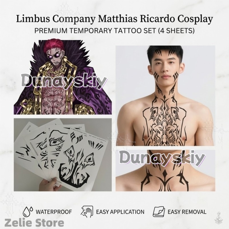 Limbus Company Tattoo Stickers - Anime Cosplay Face 评论和价格