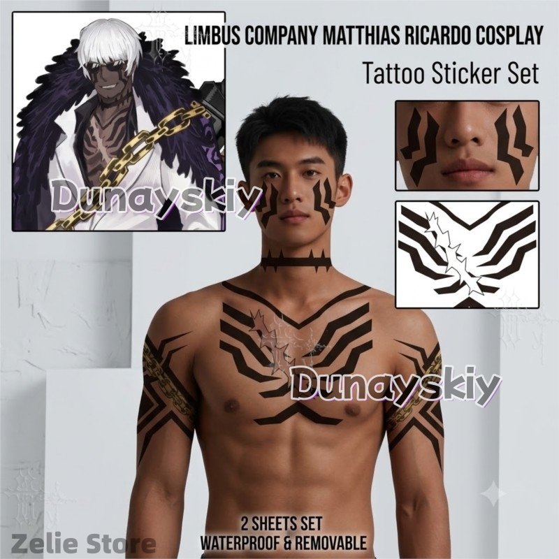 Limbus Company Tattoo Stickers - Anime Cosplay Face 评论和价格