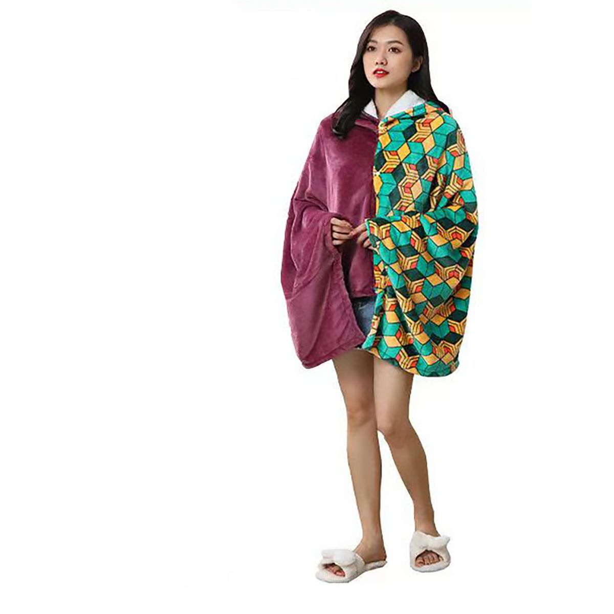 Anime Flannel Blanket Hoodie S - Cosplay Anime Zenitsu 评论和价格